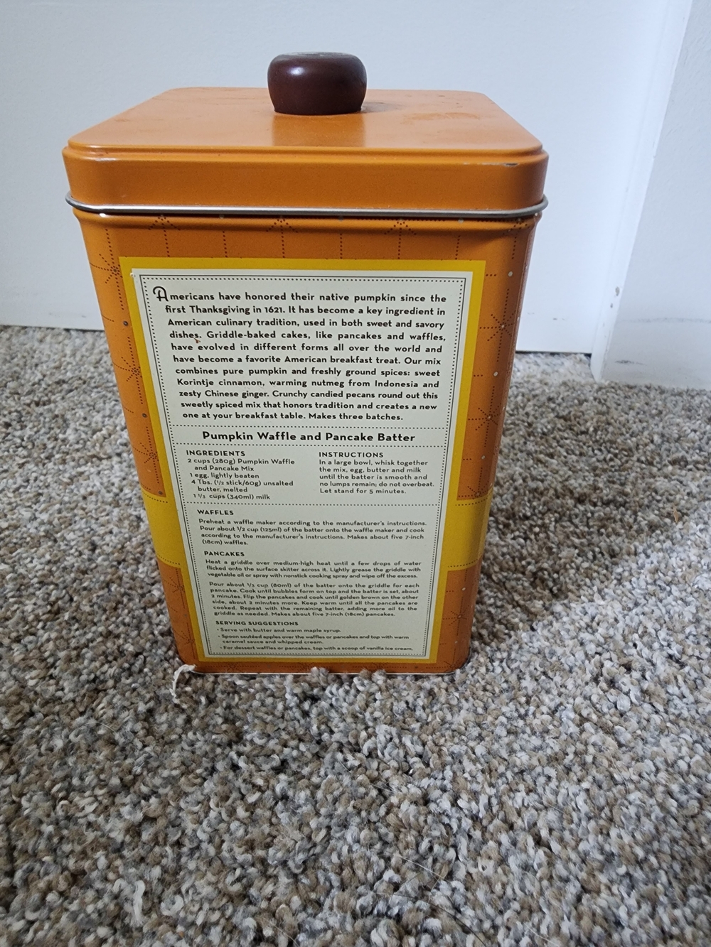 Williams-Sonoma Orange & Brown Spiced Pecan Pumpkin Tin - Picture 2 of 3